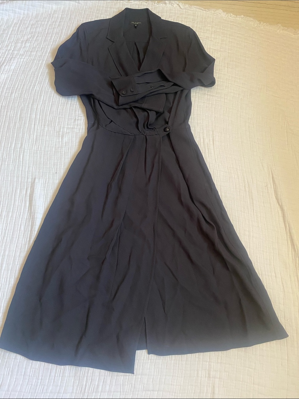 RAG BONE Women's Black 100% Viscose Long Sleeve Wrap Dress - Picture 10 of 15